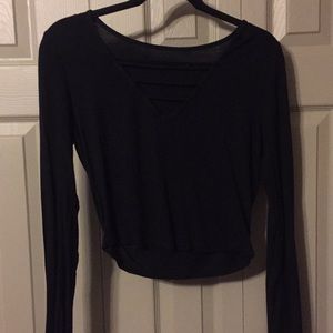 Black Long Sleeve Crop Top
